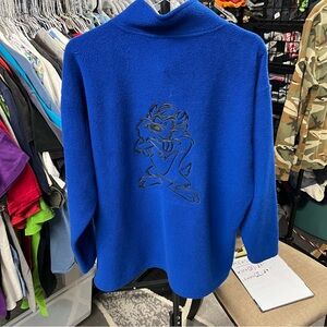 Vintage 90s Taz 1/4 Zip Blue Fleece Pullover Mens XL Warner Bros Sweatshirt